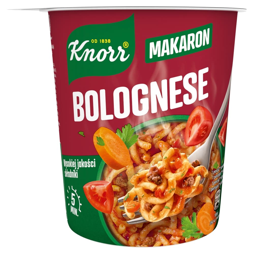 KNORR Makaron bolognese z sosem bolonskim w kubku. 99,83 zl/kg