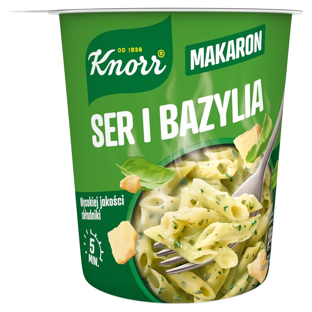 KNORR Makaron ser i bazylia w kubku. 102,79 zl/kg